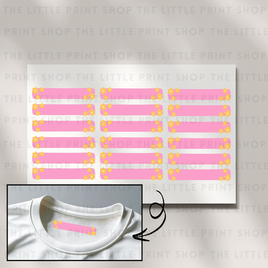 Clothing Label - Floral - DTF Transfer Sheet of 18