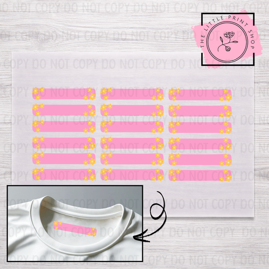 Clothing Label - Floral - DTF Transfer Sheet of 18