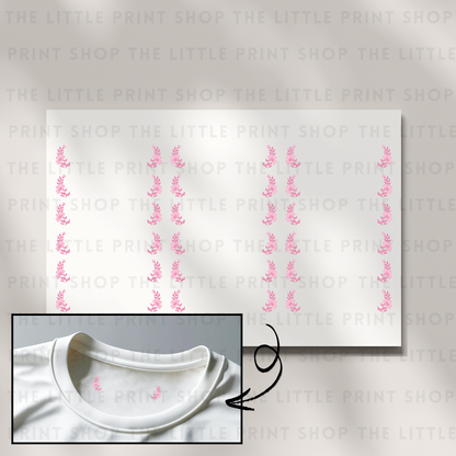 Clothing Label - Pink Border - DTF Transfer Sheet of 18
