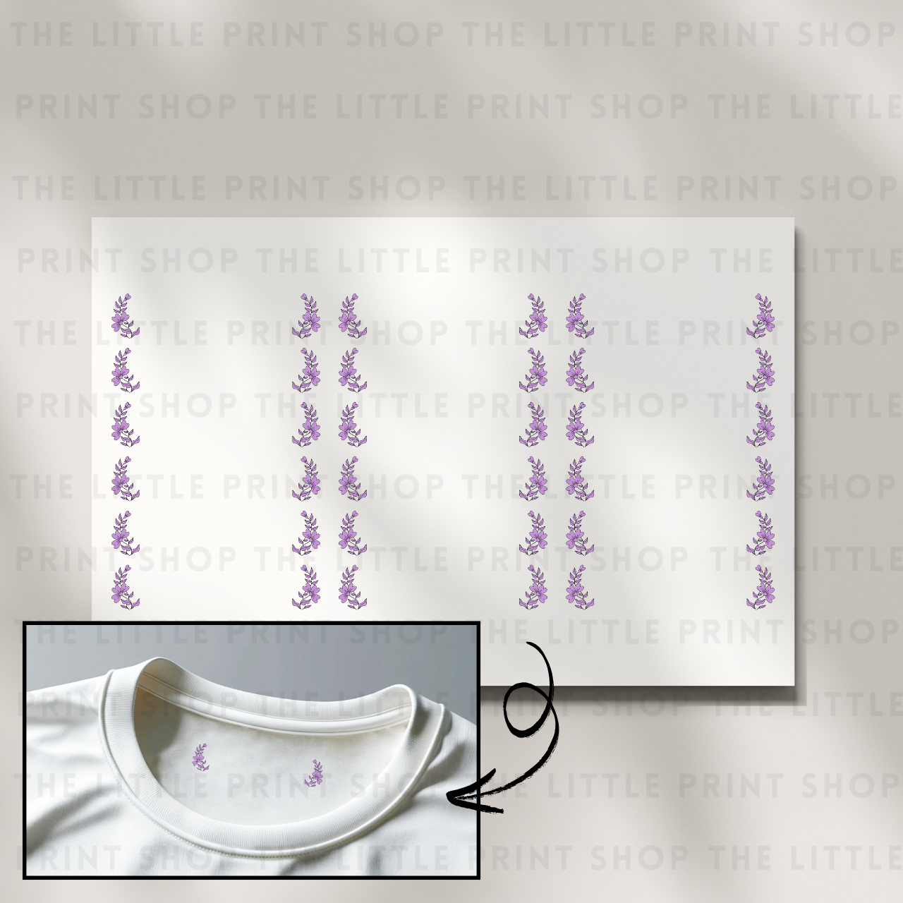 Clothing Label - Purple Border - DTF Transfer Sheet of 18