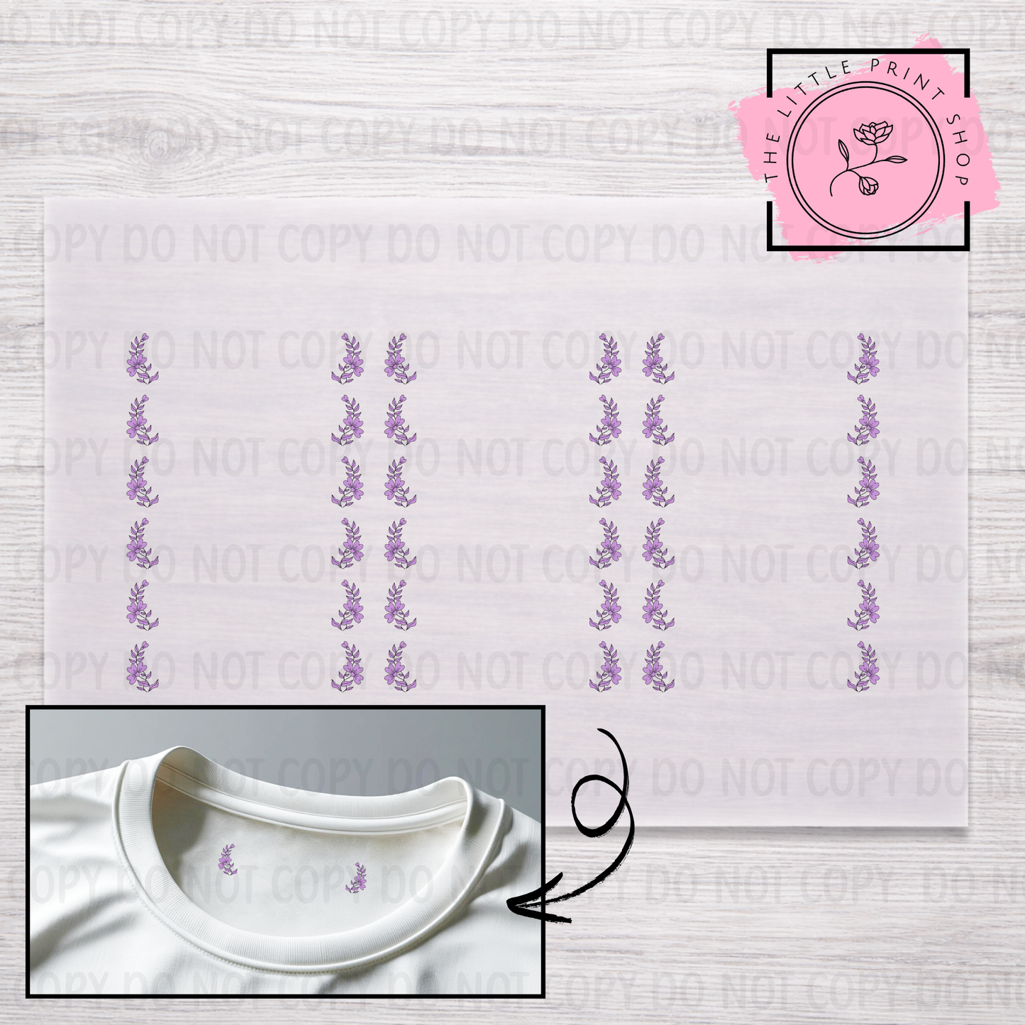 Clothing Label - Purple Border - DTF Transfer Sheet of 18