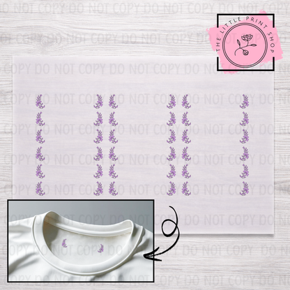 Clothing Label - Purple Border - DTF Transfer Sheet of 18