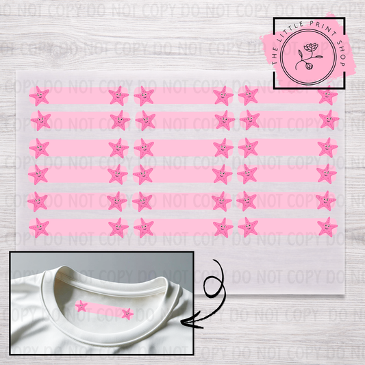 Clothing Label - Star Fish - DTF Transfer Sheet of 18