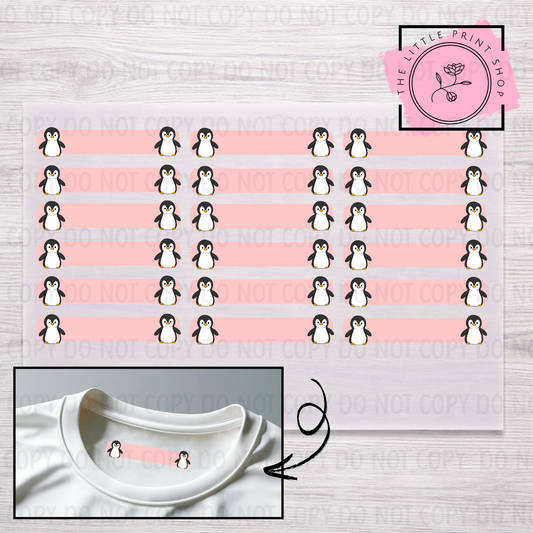 Clothing Label - Penguin - DTF Transfer Sheet of 18