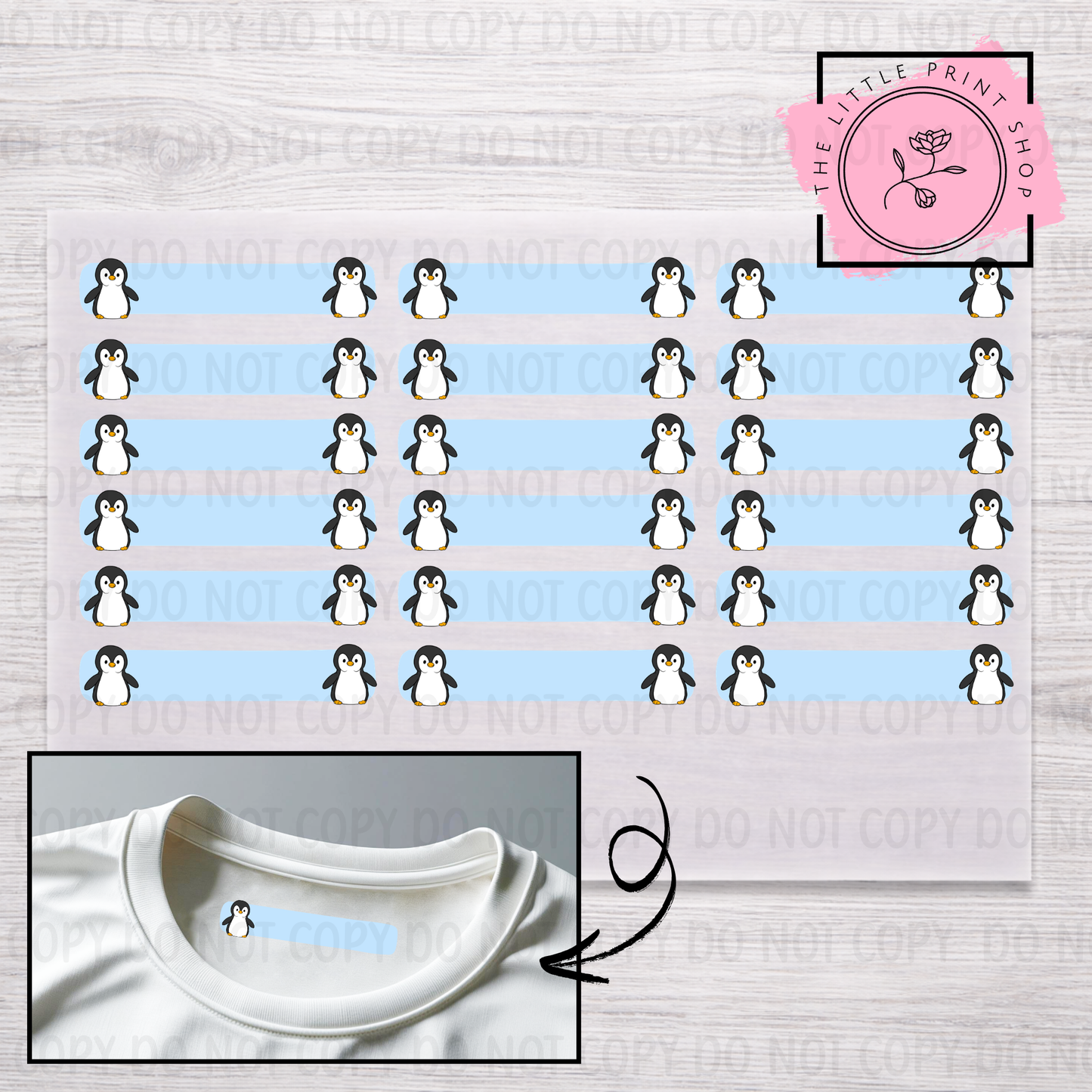 Clothing Label - Penguin - DTF Transfer Sheet of 18