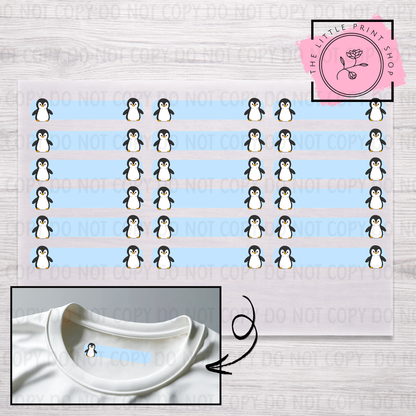 Clothing Label - Penguin - DTF Transfer Sheet of 18