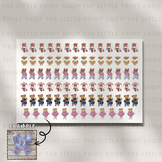 Bears - DTF A4 Hair Bow Transfer Sheet