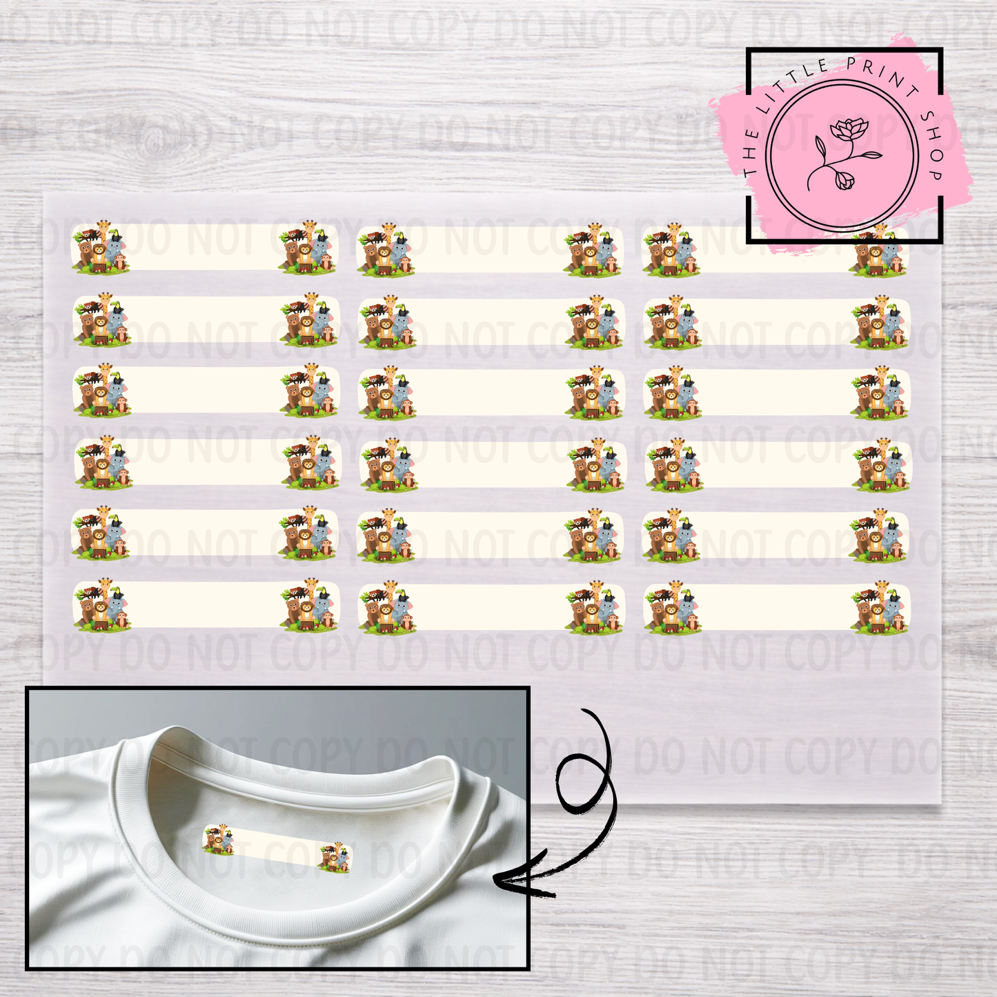Clothing Label - Farm Animals - DTF Transfer Sheet of 18