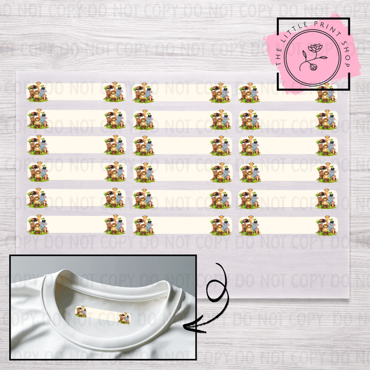 Clothing Label - Farm Animals - DTF Transfer Sheet of 18
