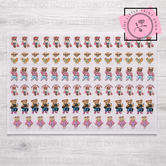 Bears - DTF A4 Hair Bow Transfer Sheet