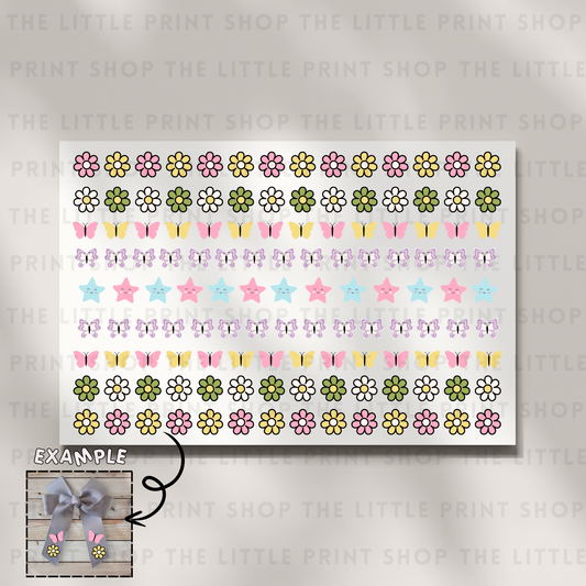 Flowers & Butterflies - DTF A4 Hair Bow Transfer Sheet