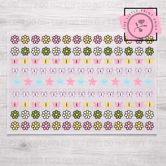 Flowers & Butterflies - DTF A4 Hair Bow Transfer Sheet
