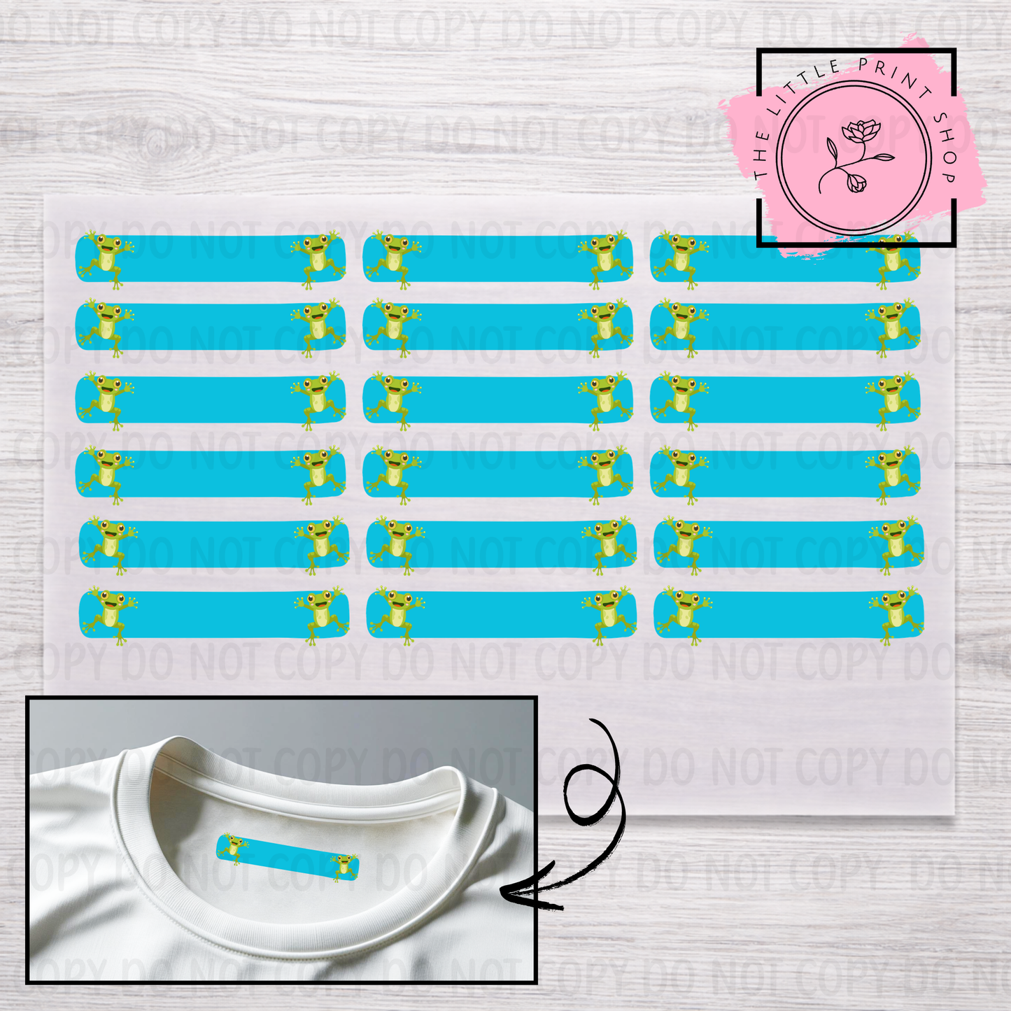 Clothing Label - Frog - DTF Transfer Sheet of 18