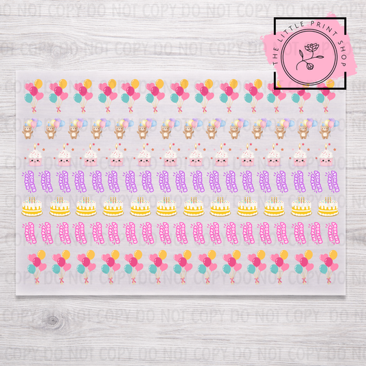 Birthday - DTF A4 Hair Bow Transfer Sheet