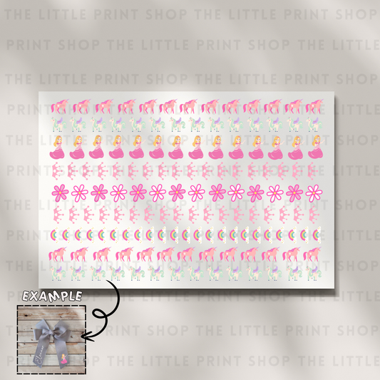 Unicorn - DTF A4 Hair Bow Transfer Sheet