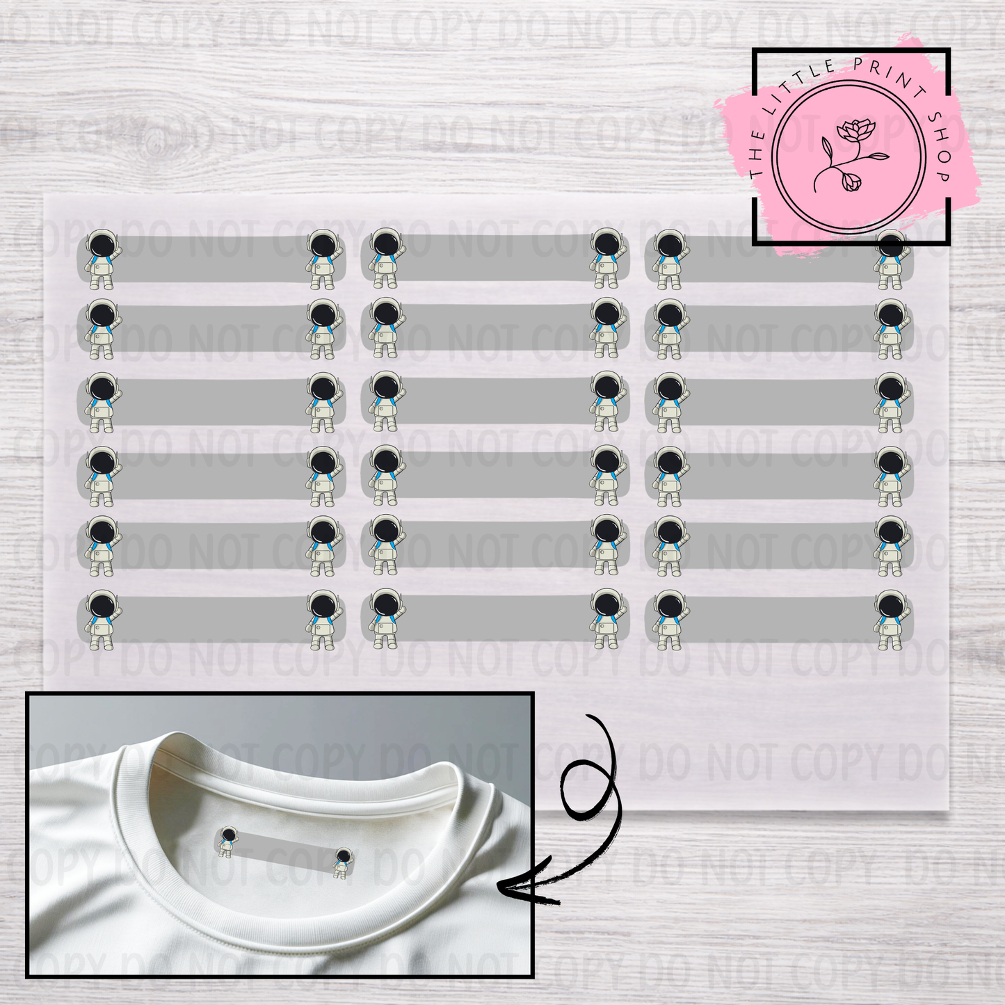 Clothing Label - Space - DTF Transfer Sheet of 18