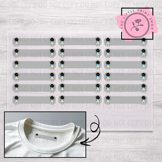 Clothing Label - Space - DTF Transfer Sheet of 18
