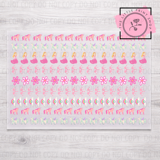 Unicorn - DTF A4 Hair Bow Transfer Sheet