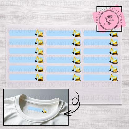 Clothing Label - Digger - DTF Transfer Sheet of 18