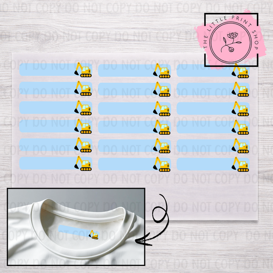 Clothing Label - Digger - DTF Transfer Sheet of 18