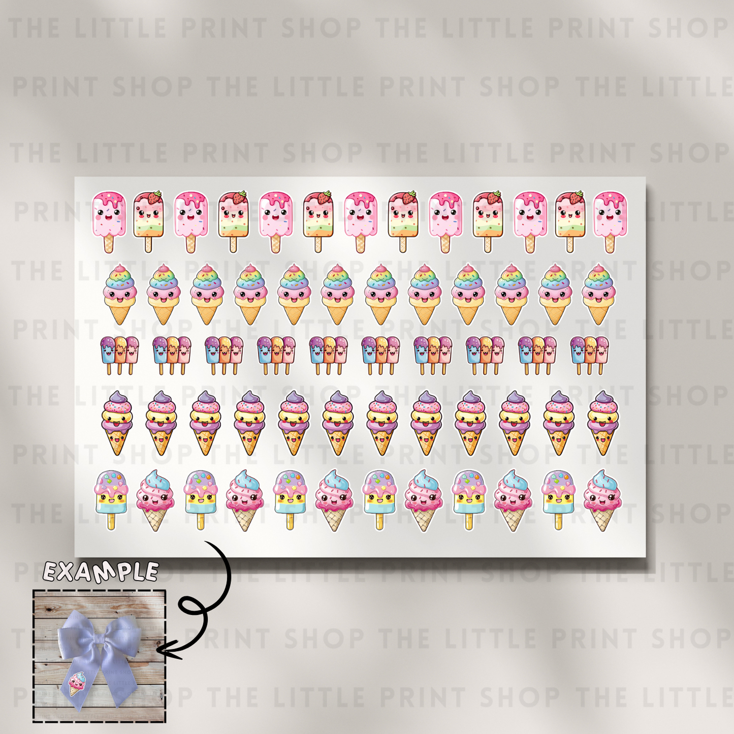 Ice Creams - DTF A4 Hair Bow Transfer Sheet