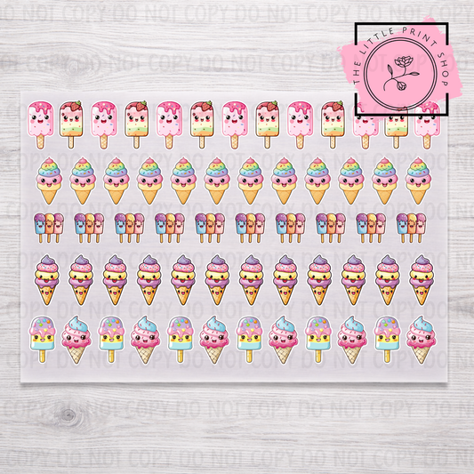 Ice Creams - DTF A4 Hair Bow Transfer Sheet