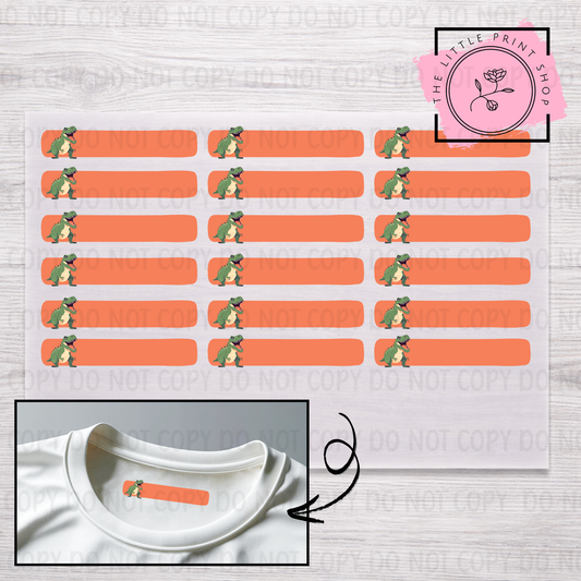Clothing Label - Dinosaur - DTF Transfer Sheet of 18