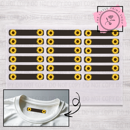 Clothing Label - Sunflower - DTF Transfer Sheet of 18