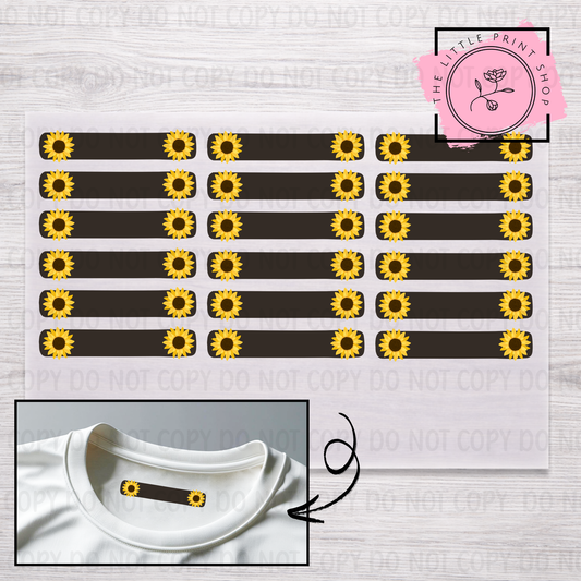 Clothing Label - Sunflower - DTF Transfer Sheet of 18