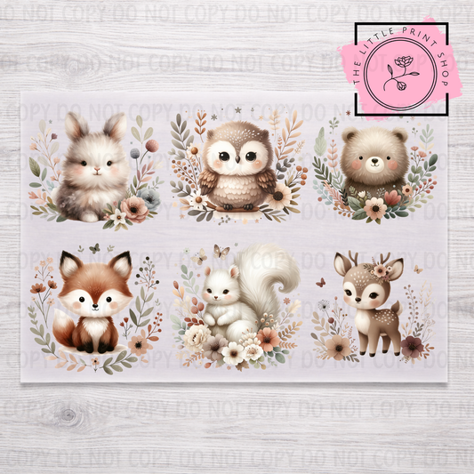 Woodland Animals - DTF A4 Transfer Sheet