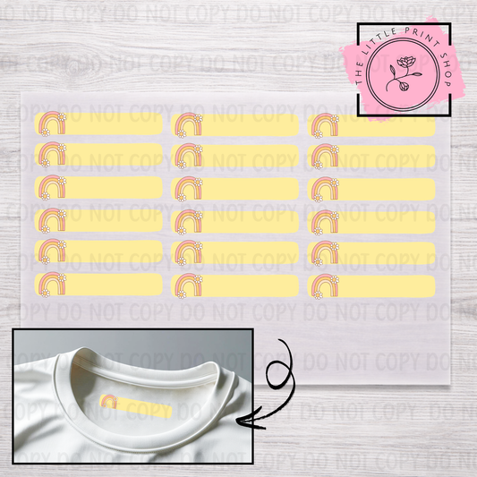 Clothing Label - Rainbow - DTF Transfer Sheet of 18