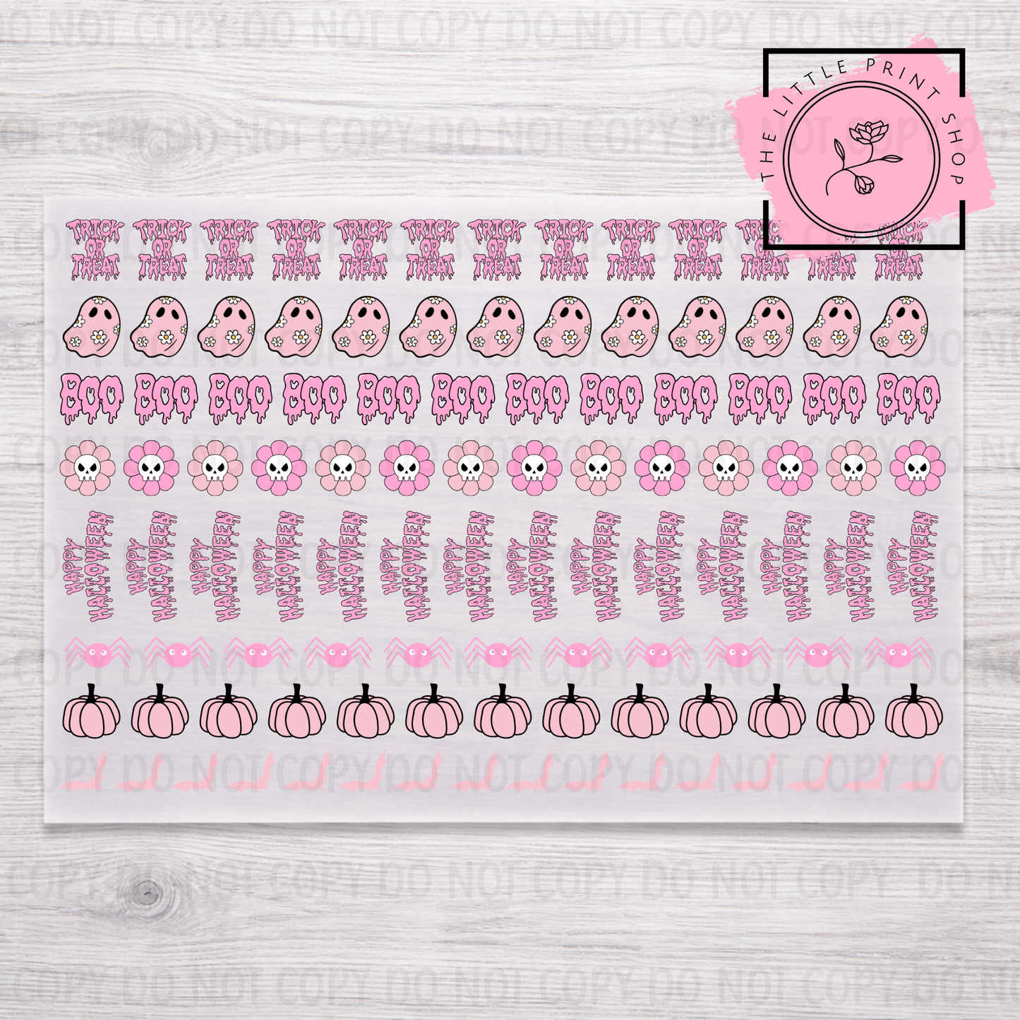 Pink Halloween - DTF A4 Hair Bow Transfer Sheet