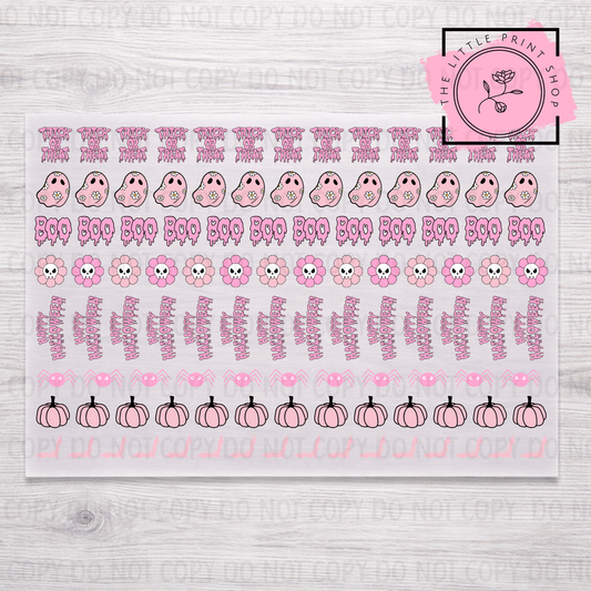 Pink Halloween - DTF A4 Hair Bow Transfer Sheet