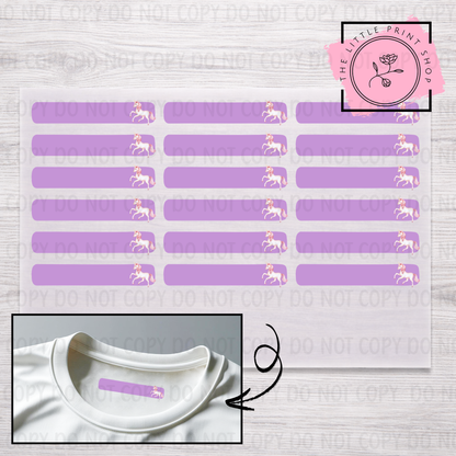 Clothing Label - Unicorn - DTF Transfer Sheet of 18