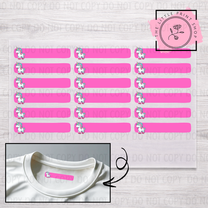 Clothing Label - Unicorn - DTF Transfer Sheet of 18