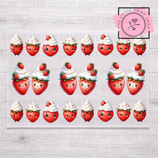 Strawberries - DTF A4 Hair Bow Transfer Sheet