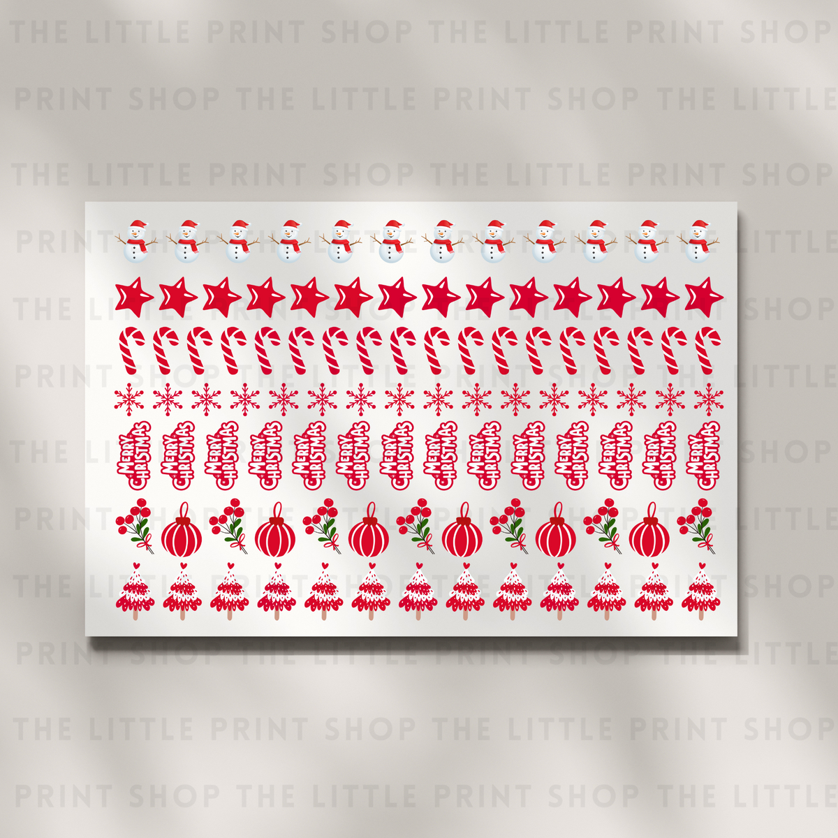 Red Christmas - DTF A4 Hair Bow Transfer Sheet