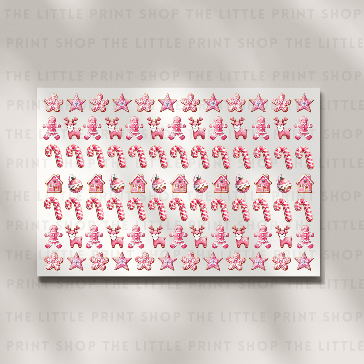 Pink Christmas - DTF A4 Hair Bow Transfer Sheet