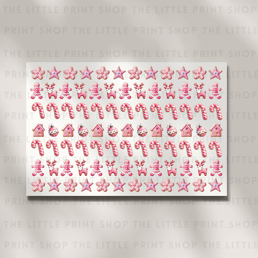 Pink Christmas - DTF A4 Hair Bow Transfer Sheet
