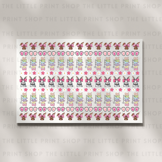 Pink Bow Bunnies - DTF A4 Hair Bow Transfer Sheet