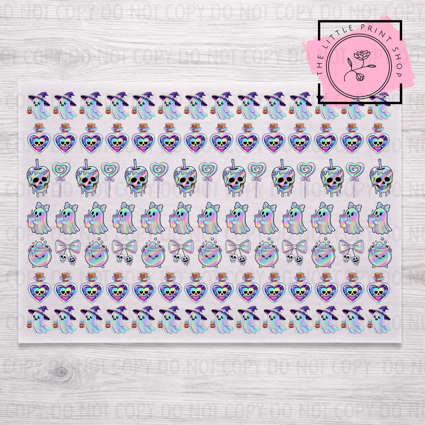 Holographic Inspired Halloween - DTF A4 Hair Bow Transfer Sheet