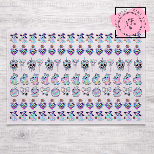 Holographic Inspired Halloween - DTF A4 Hair Bow Transfer Sheet