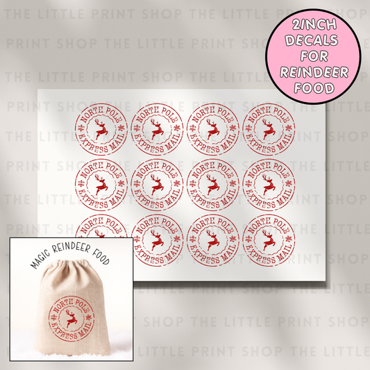 North Pole Reindeer Food Decals - DTF Transfer Sheet