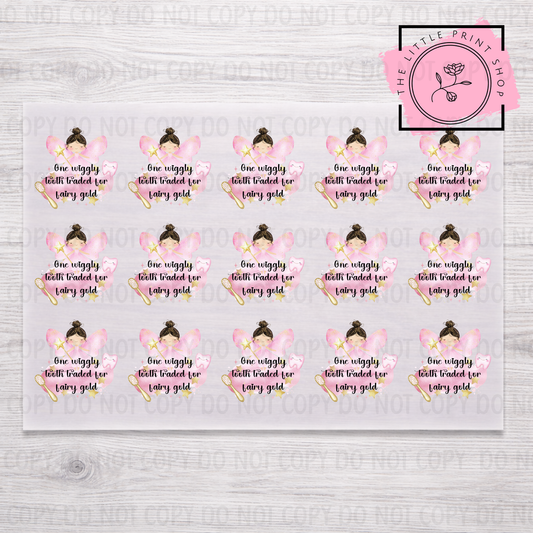 Tooth Fairy Sheet Bundle - 5cm or 8cm - DTF A4 Transfer Sheet