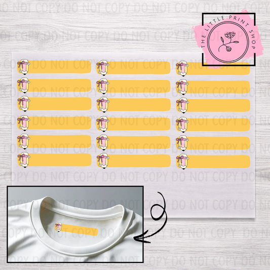 Clothing Label - Pencil - DTF Transfer Sheet of 18