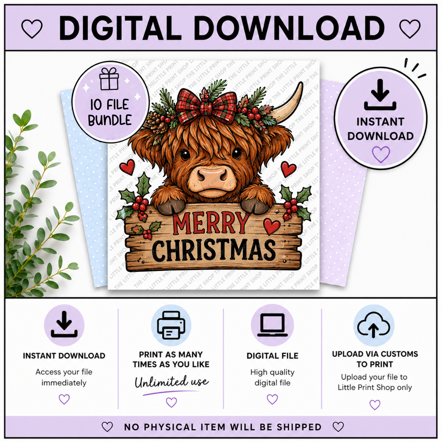 Christmas Highland Cow Bundle - Digital Product