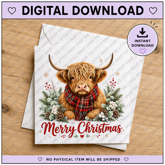 Merry Christmas Highland Cow - Digital Product