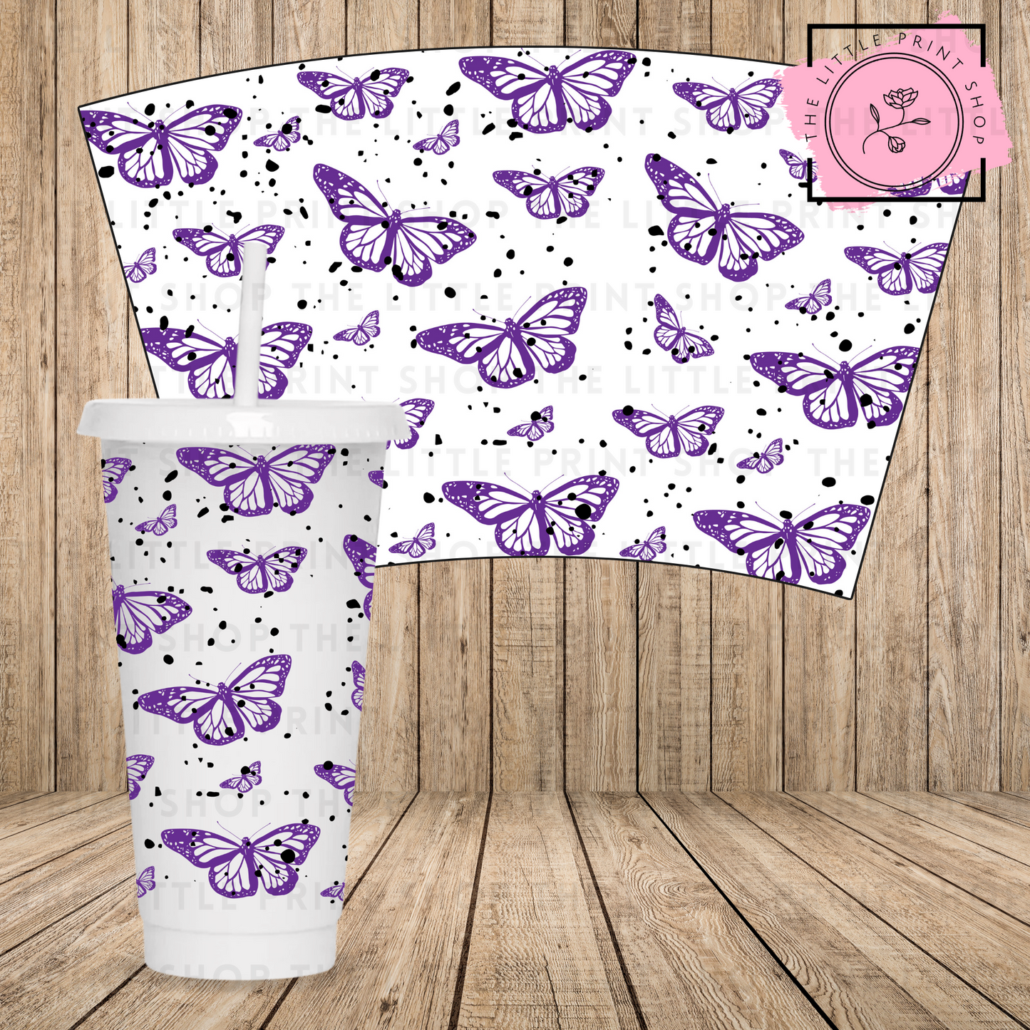 Purple Butterflies - 24oz Printed UV DTF Wrap