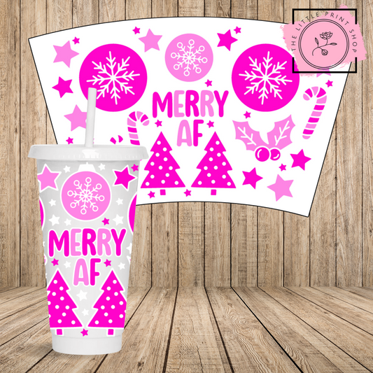 Merry AF - 24oz Printed UV DTF Wrap