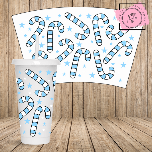 Blue Canes - 24oz Printed UV DTF Wrap